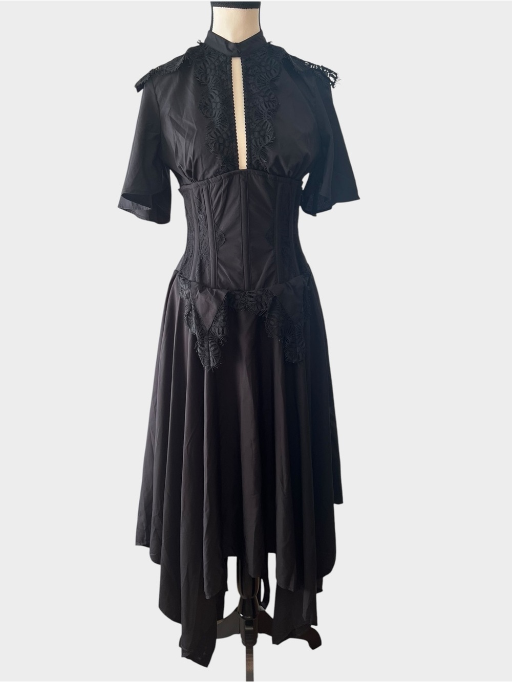 Corset Story SDS016 Black Lace Steel Boned Corset Dress 26” US 8
